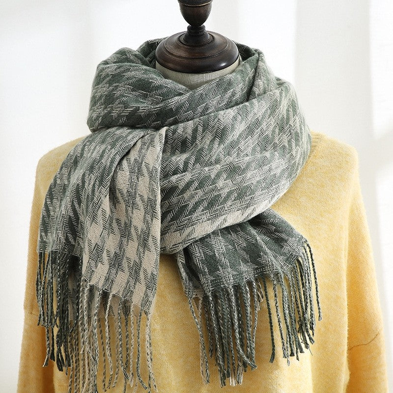 Thickened Imitated Cashmere Plaid Print Shawl Scarf