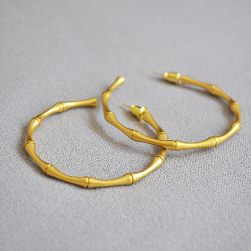 Simple Bamboo Exaggerated Large Hoop Earrings