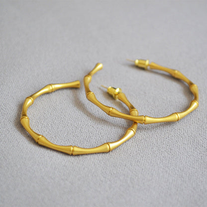 Simple Bamboo Exaggerated Large Hoop Earrings