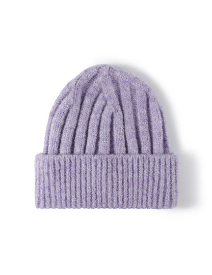 Fuzzy Ribbed Beanie Knitted Warm Winter Hat