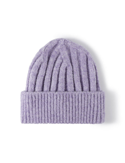 Fuzzy Ribbed Beanie Knitted Warm Winter Hat