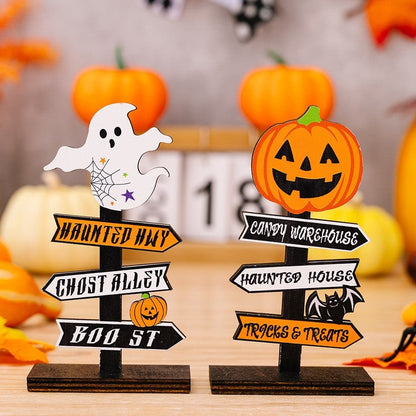 Halloween Pumpkin Letter Ghost Wooden Decoration