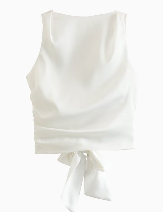 Sexy Backless Tie Back Cropped Top