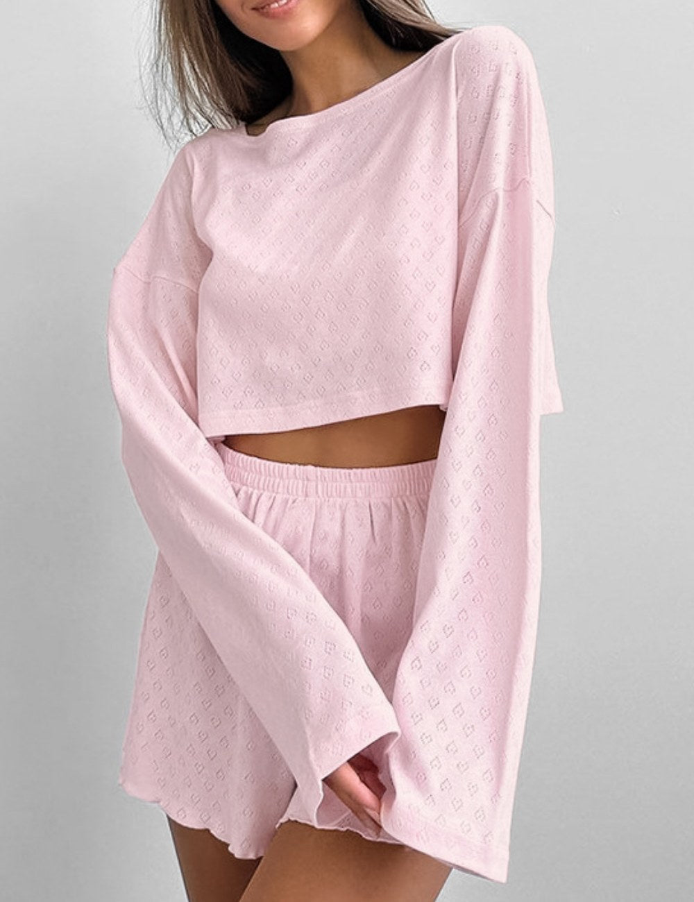 Love Jacquard Solid Color Sleepwear Sets