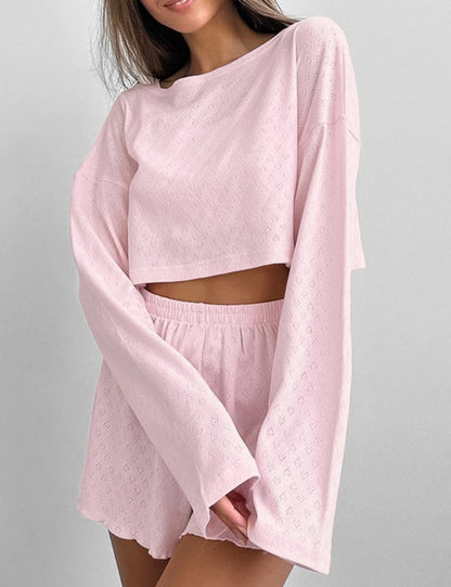 Love Jacquard Solid Color Sleepwear Sets