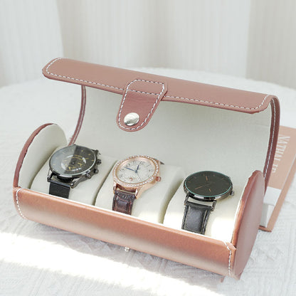 3-Slot Vintage Travel Watch Case Roll Case