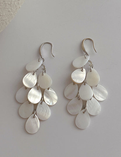 Danity Shell Teardrop Tassel Drop Earrings