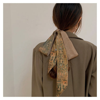 Buddha Printed Hair Scarf Ponytail Holder