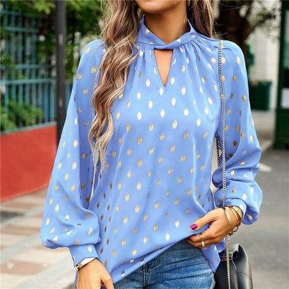 Long Sleeves Crewneck Hollow Pullover Loose Blouse