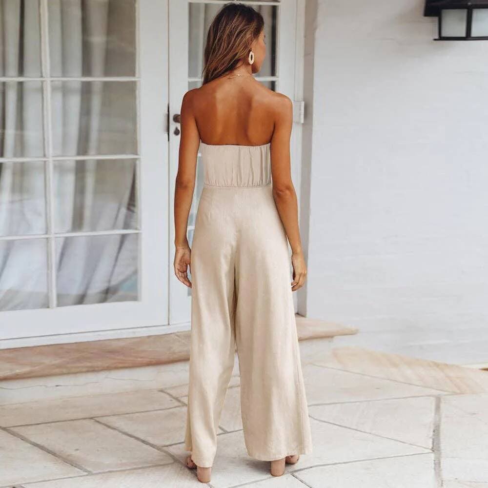 Strapless String Tie Jumpsuit