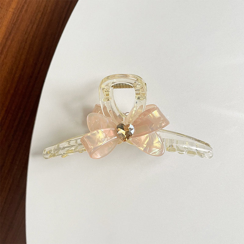 Bow Rhinestone Iridescent Large Hair Claw