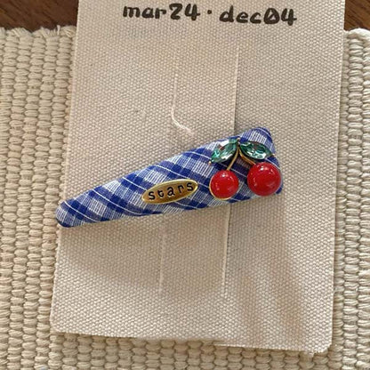 Cute Cherry Plaid Sweet Hair Clips