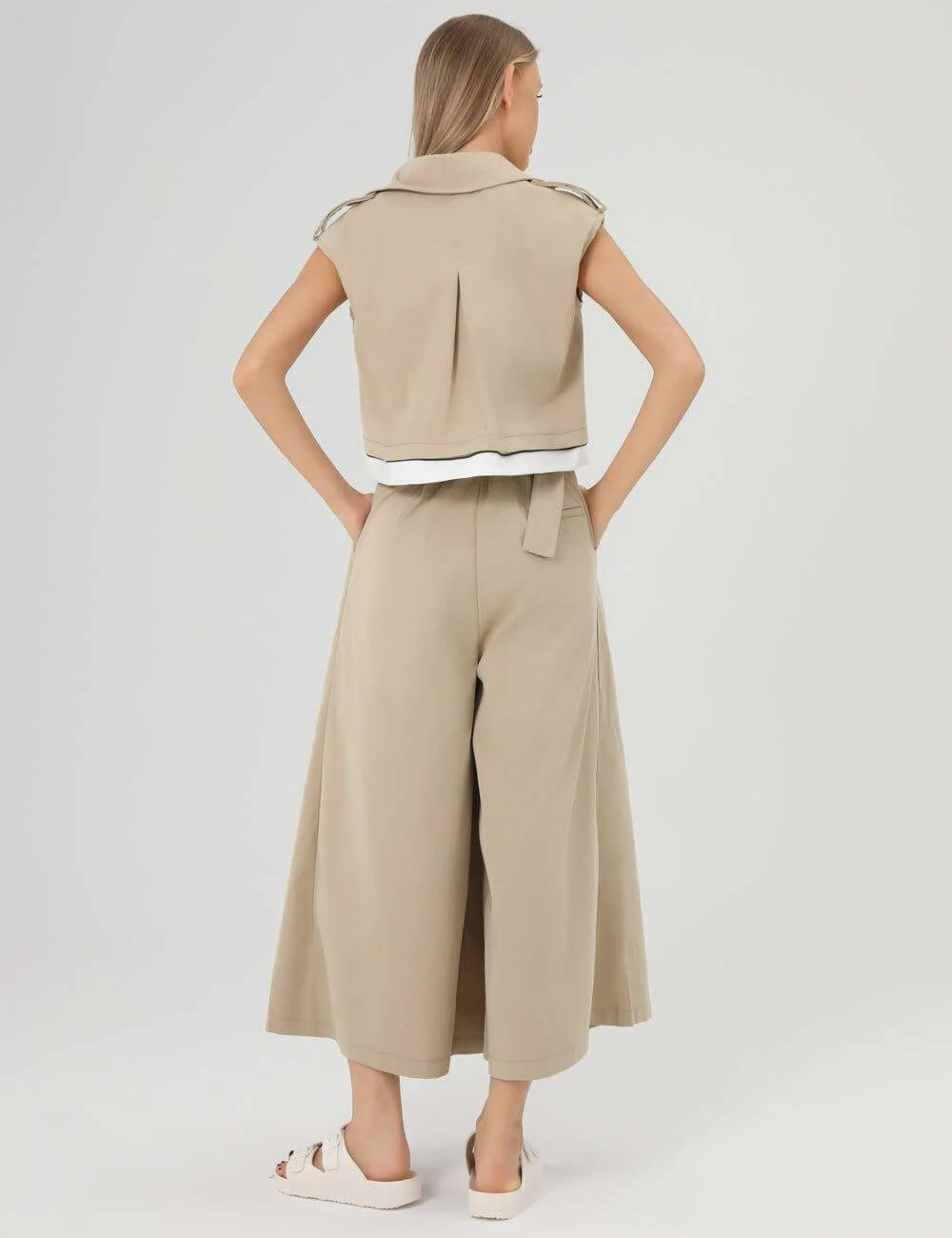 Button Vest and Loose Pants Sets