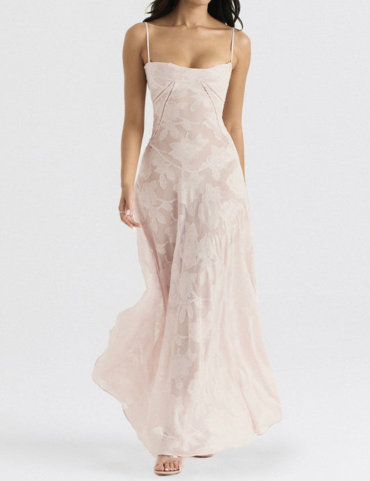 Backless String Tie Lace Sexy Long Dress