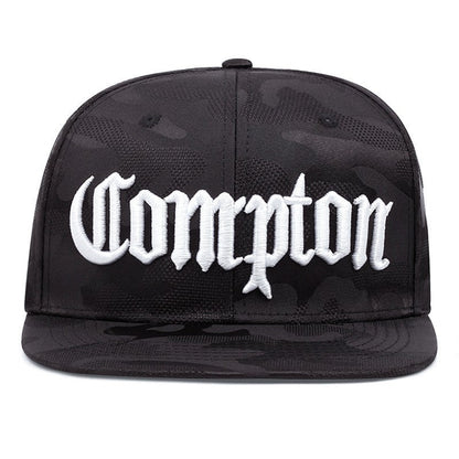 COMPTON Embroidered Flat Brim Baseball Cap Unisex Design