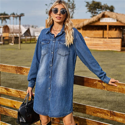 Denim Loose Casual Long Sleeve Dress