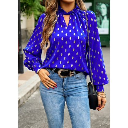 Long Sleeves Crewneck Hollow Pullover Loose Blouse