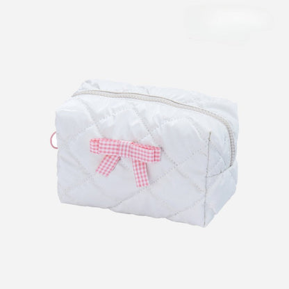 Candy Color Bow Decor Makeup Bag