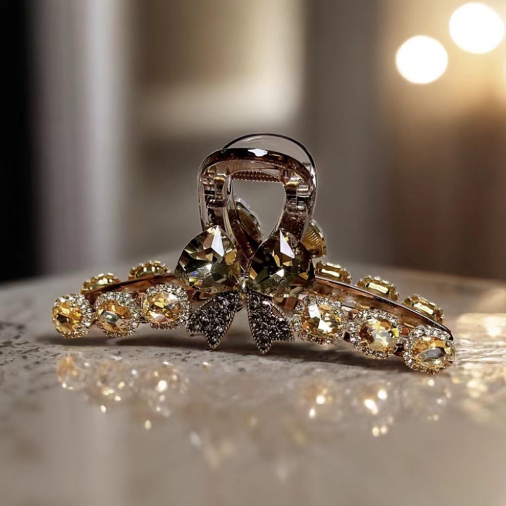 Exquisite Rhinestone Bow Hair Claw