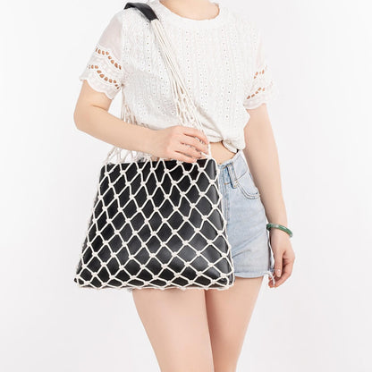 Net Woven Shoulder Tote Bag