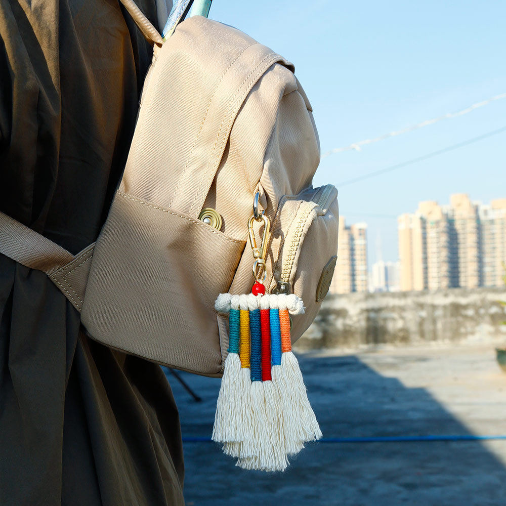 New Creative Pendant Bohemian Tassel Bag Pendant Rainbow Keychain