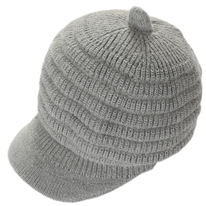Thick Striped Fleece Knit Duckbill Beret