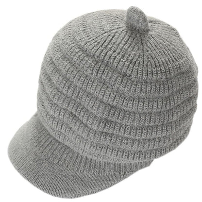 Thick Striped Fleece Knit Duckbill Beret