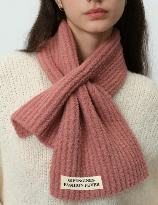Solid Color Sweet Cross Short Knit Scarves