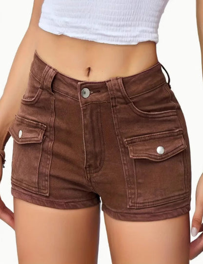 Hot High Waist Pockets Denim Shorts