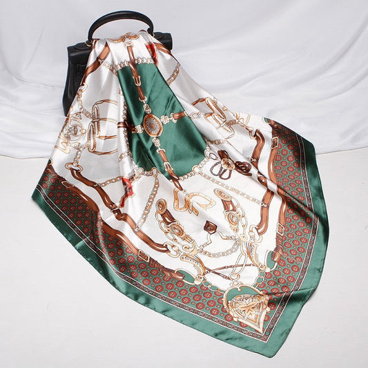 Vintage Elegant Geometric Pattern Silk Scarf