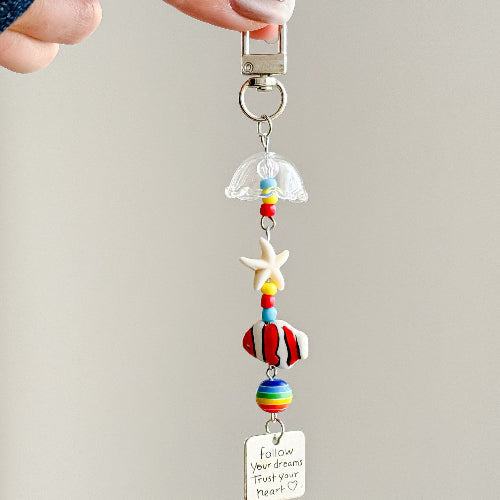 Minimalist Wind Chime Fish Beaded Phone Charm