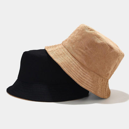 Simple Reversible Solid Color Corduroy Bucket Hat