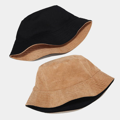 Simple Reversible Solid Color Corduroy Bucket Hat