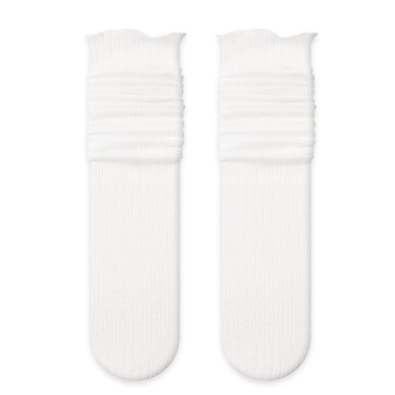 Minimalist Mesh Lace Trim Slouch Socks