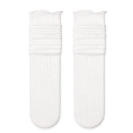 Minimalist Mesh Lace Trim Slouch Socks
