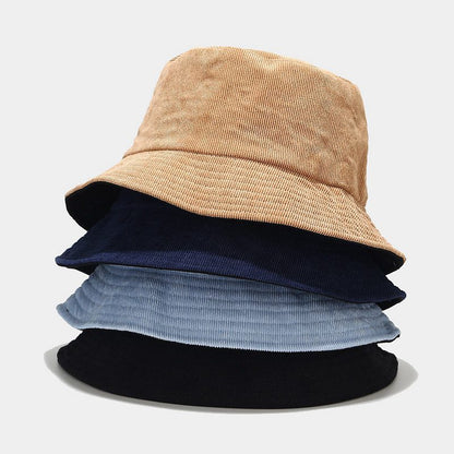 Simple Reversible Solid Color Corduroy Bucket Hat