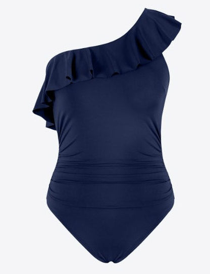 One Shoulder Ruffle One Piece Swimwear