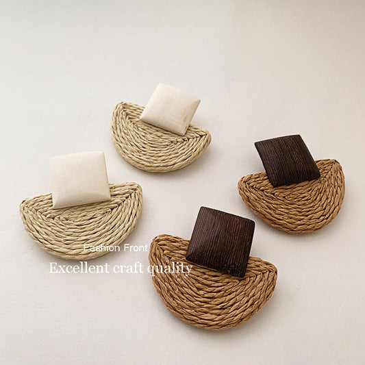 Vintage Wooden Simple Rattan Earrings