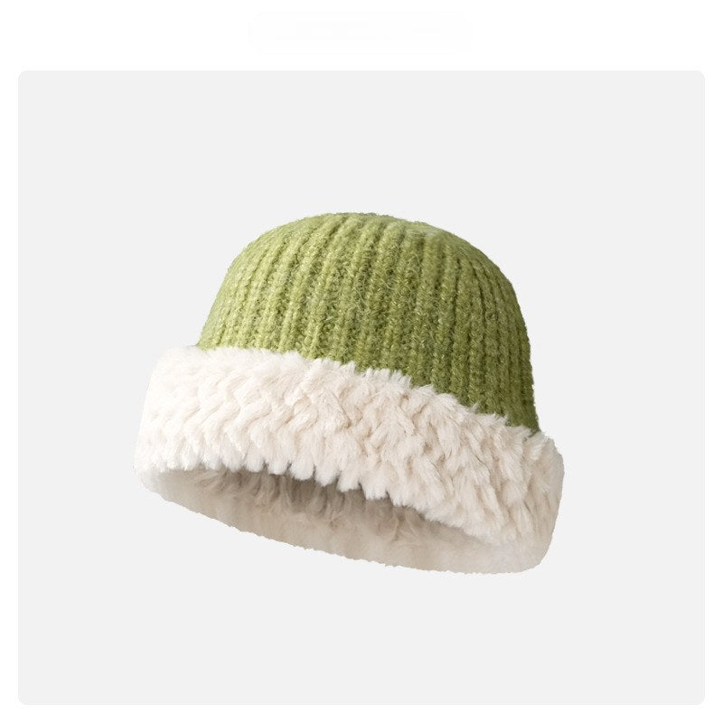 Color Block Padded Knit Plushed Bucket Hat