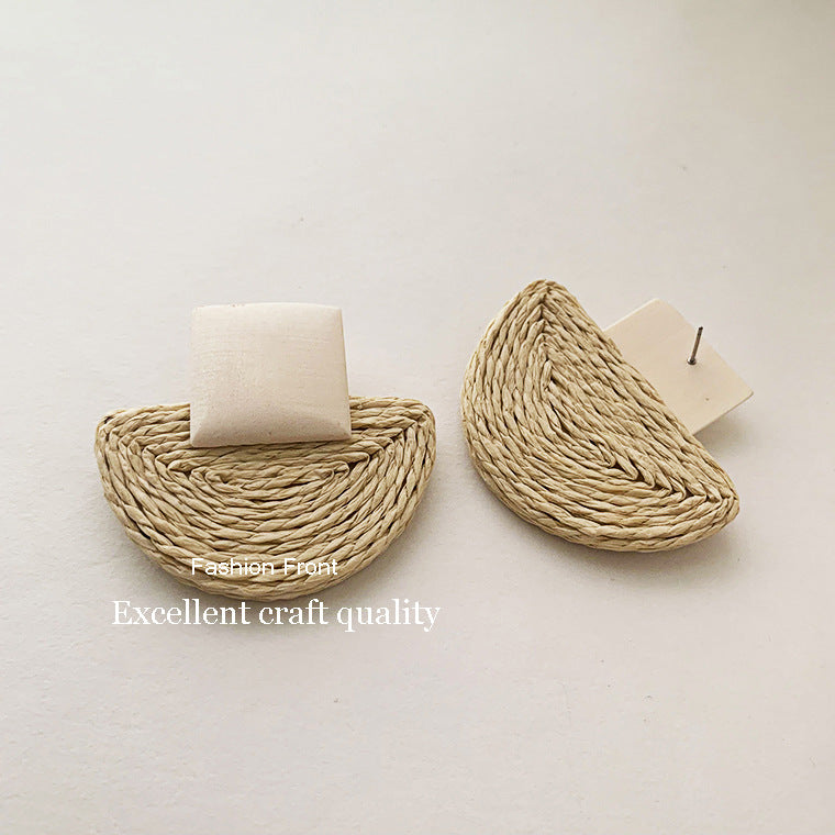 Vintage Wooden Simple Rattan Earrings