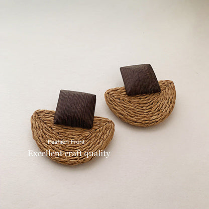 Vintage Wooden Simple Rattan Earrings