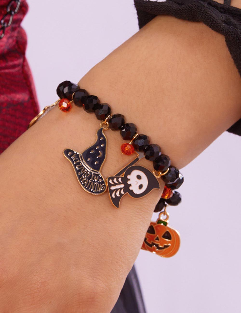 Spooky Ghost Pumpkin Spider Charm Halloween Bracelet