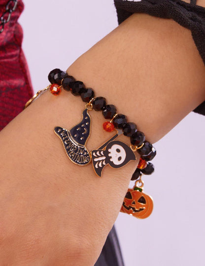 Spooky Ghost Pumpkin Spider Charm Halloween Bracelet