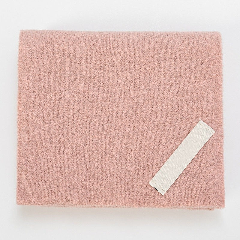 Solid Color Imitation Cashmere Warm Perforated Crossed Scarf