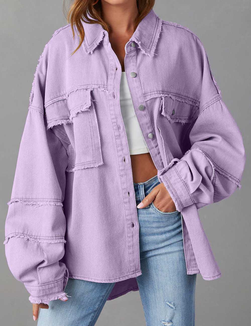 Solid Color Long Sleeve Oversized Jacket
