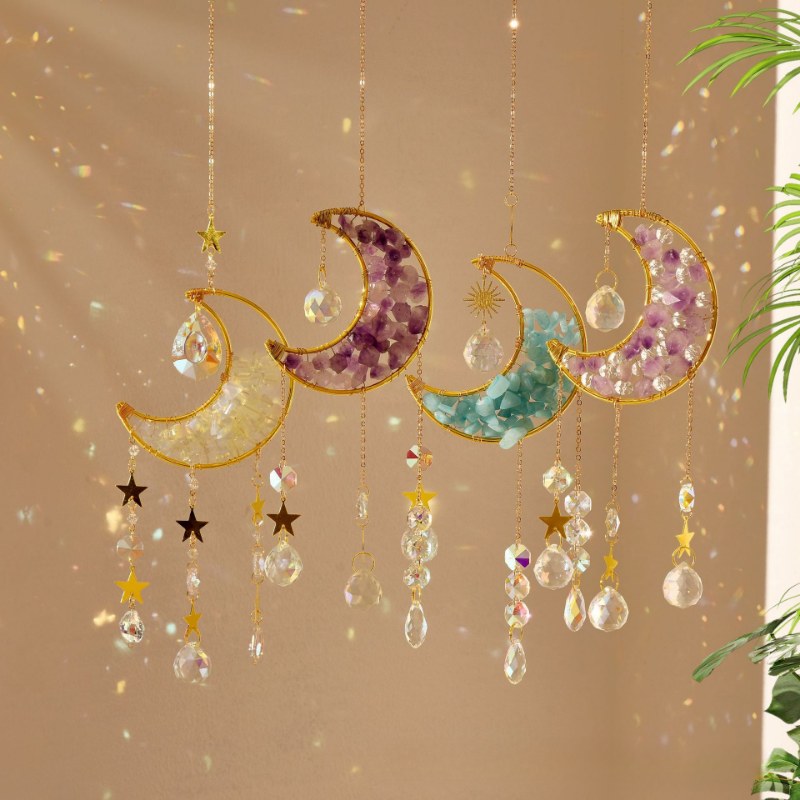 Colorful Stone Moon Crystal Home Hangings