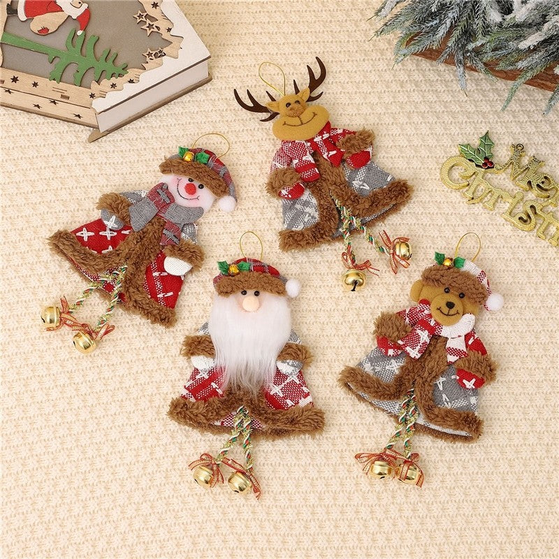 Elderly Snowman Reindeer Bell Pendant Ornament