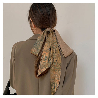 Buddha Printed Hair Scarf Ponytail Holder