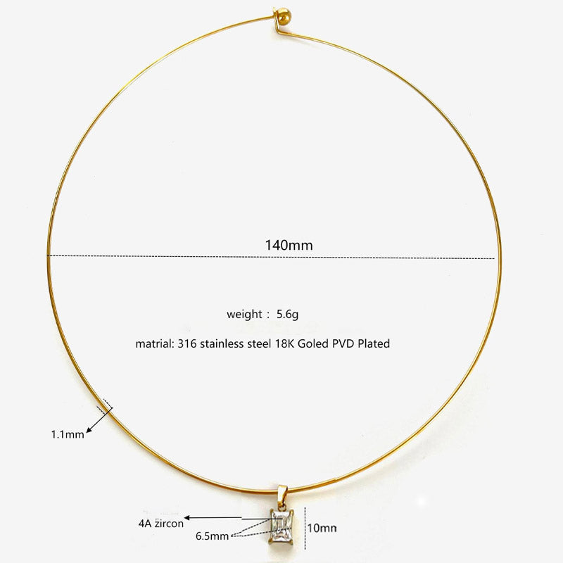 Sparking Zircon Stainless Steel Choker Necklace