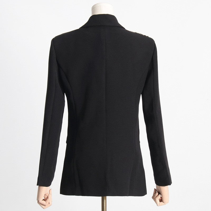 Long Sleeve Lapel Beaded Casual Loose Blazer Outerwear